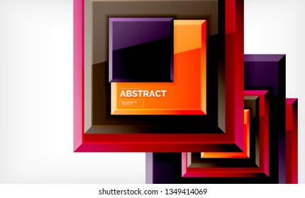 Square abstract background, glossy geometric design. Vector poster design