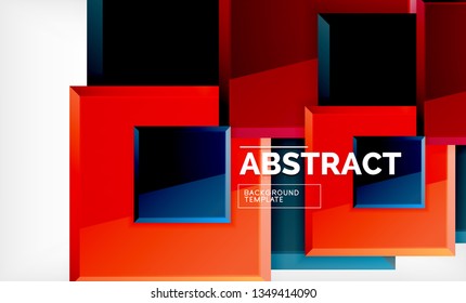 Square abstract background, glossy geometric design. Vector poster design