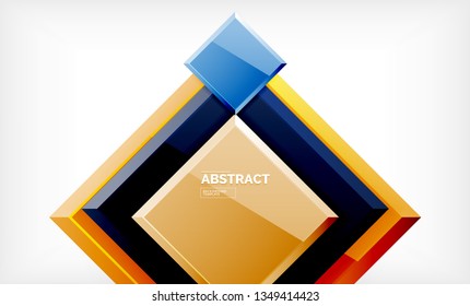 Square abstract background, glossy geometric design. Vector poster design