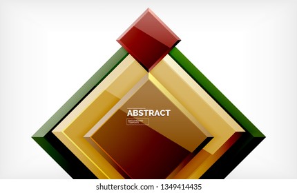 Square abstract background, glossy geometric design. Vector poster design