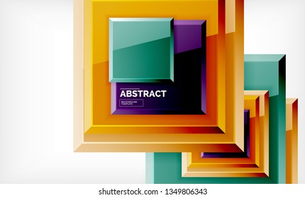 Square abstract background, glossy geometric design. Vector poster design