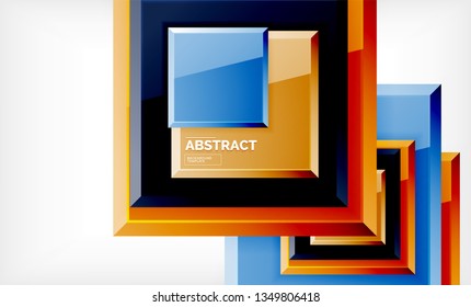 Square abstract background, glossy geometric design. Vector poster design