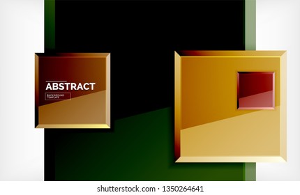 Square abstract background, glossy geometric design. Vector poster design