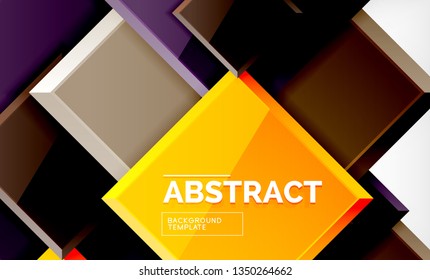 Square abstract background, glossy geometric design. Vector poster design