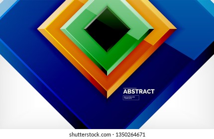 Square abstract background, glossy geometric design. Vector poster design