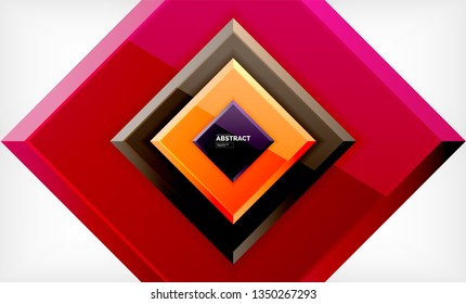 Square abstract background, glossy geometric design. Vector poster design