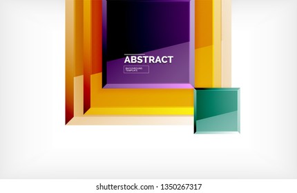 Square abstract background, glossy geometric design. Vector poster design