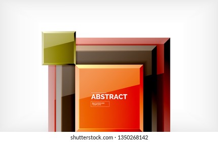 Square abstract background, glossy geometric design. Vector poster design