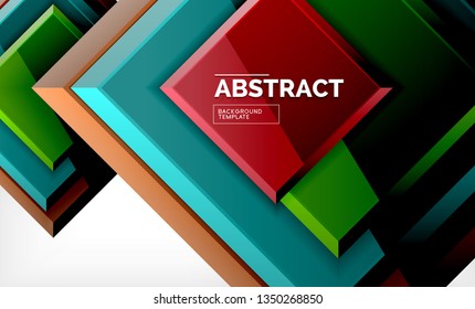Square abstract background, glossy geometric design. Vector poster design