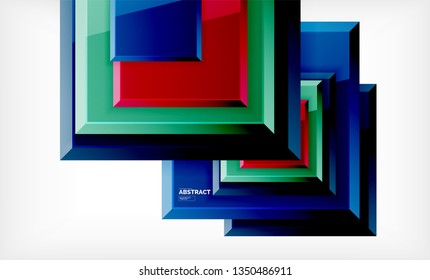 Square abstract background, glossy geometric design. Vector poster design