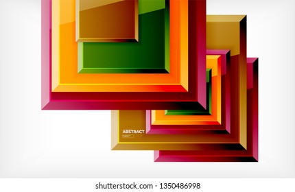 Square abstract background, glossy geometric design. Vector poster design