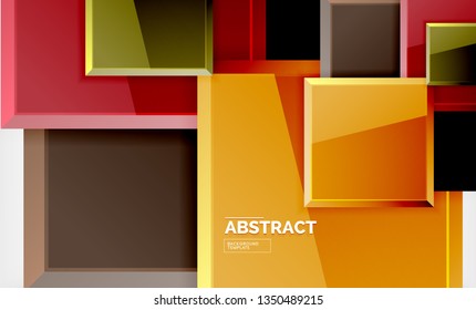 Square abstract background, glossy geometric design. Vector poster design