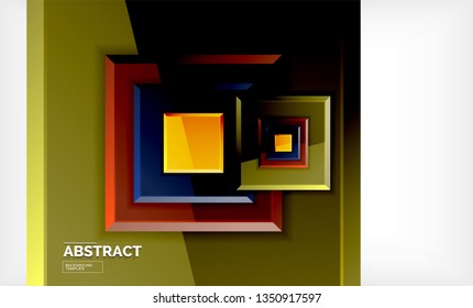 Square abstract background, glossy geometric design. Vector poster design