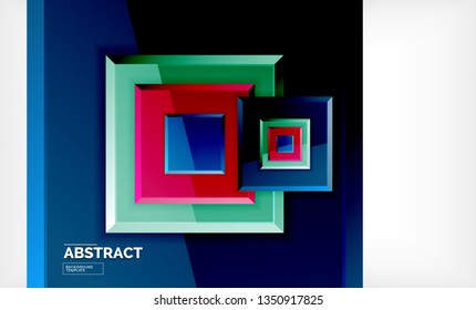 Square abstract background, glossy geometric design. Vector poster design