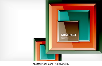 Square abstract background, glossy geometric design. Vector poster design