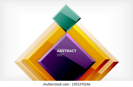 Square abstract background, glossy geometric design. Vector poster design