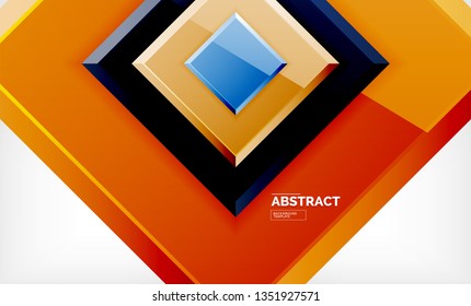 Square abstract background, glossy geometric design. Vector poster design