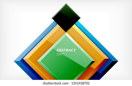 Square abstract background, glossy geometric design. Vector poster design