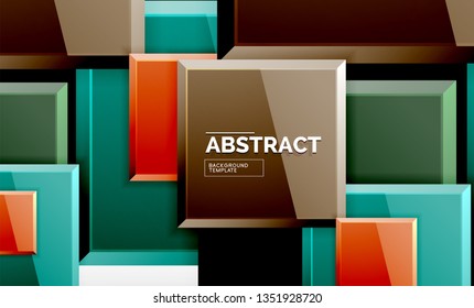 Square abstract background, glossy geometric design. Vector poster design
