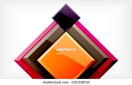 Square abstract background, glossy geometric design. Vector poster design