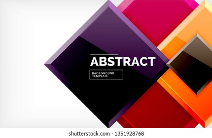 Square abstract background, glossy geometric design. Vector poster design