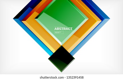 Square abstract background, glossy geometric design. Vector poster design