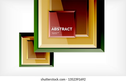 Square abstract background, glossy geometric design. Vector poster design
