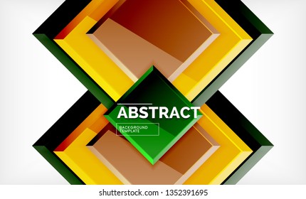 Square abstract background, glossy geometric design. Vector poster design