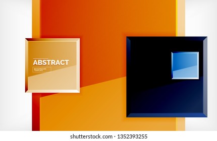 Square abstract background, glossy geometric design. Vector poster design