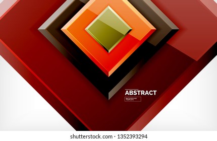 Square abstrakter Hintergrund, glänzendes geometrisches Design. Vektorplakatdesign