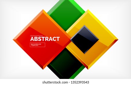 Square abstract background, glossy geometric design. Vector poster design