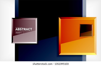 Square abstract background, glossy geometric design. Vector poster design