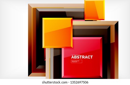 Square abstract background, glossy geometric design. Vector poster design
