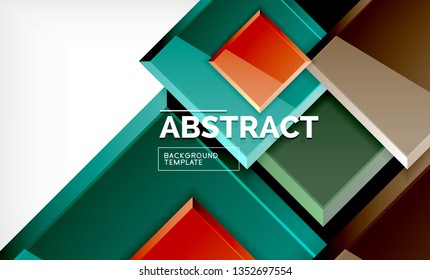 Square abstract background, glossy geometric design. Vector poster design