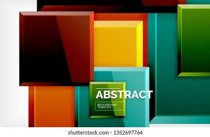 Square abstract background, glossy geometric design. Vector poster design