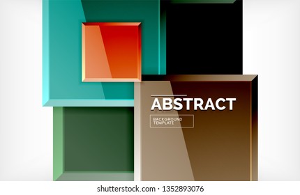 Square abstract background, glossy geometric design. Vector poster design