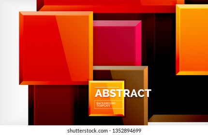 Square abstract background, glossy geometric design. Vector poster design