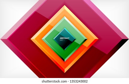 Square abstrakter Hintergrund, glänzendes geometrisches Design. Vektorplakatdesign