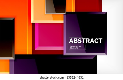 Square abstrakter Hintergrund, glänzendes geometrisches Design. Vektorplakatdesign