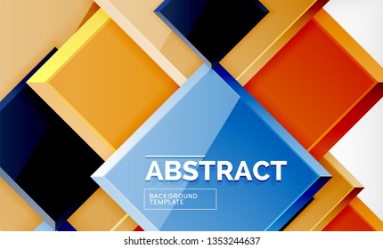 Square abstract background, glossy geometric design. Vector poster design
