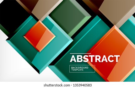 Square abstract background, glossy geometric design. Vector poster design