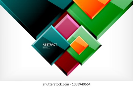 Square abstract background, glossy geometric design. Vector poster design