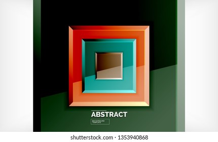 Square abstract background, glossy geometric design. Vector poster design