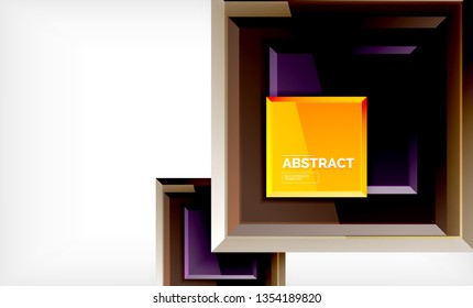 Square abstract background, glossy geometric design. Vector poster design