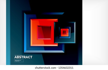 Square abstract background, glossy geometric design. Vector poster design