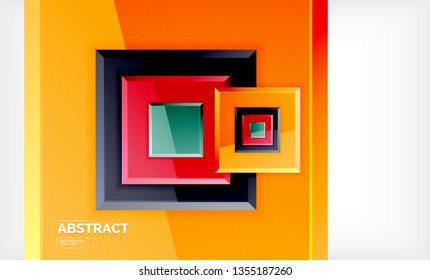 Square abstract background, glossy geometric design. Vector poster design