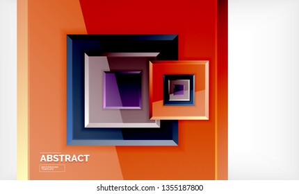 Square abstract background, glossy geometric design. Vector poster design