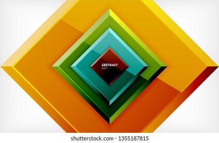 Square abstract background, glossy geometric design. Vector poster design