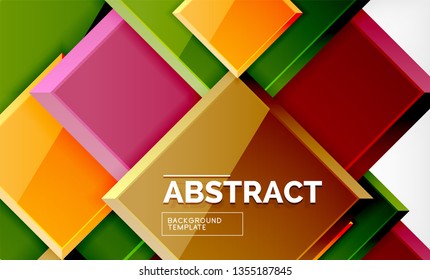 Square abstract background, glossy geometric design. Vector poster design