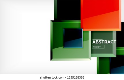 Square abstract background, glossy geometric design. Vector poster design